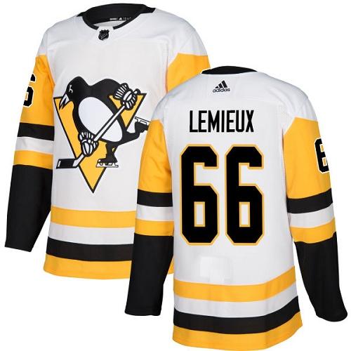 Adidas Pittsburgh Penguins #66 Mario Lemieux White Road Authentic Stitched Jersey Men's