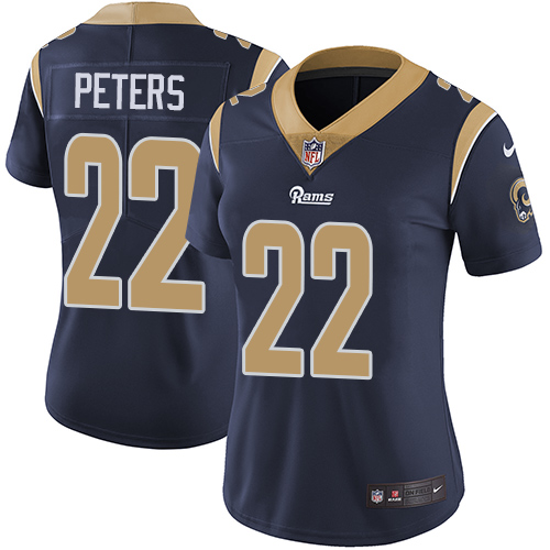 Los Angeles Rams #22 Marcus Peters Navy Blue Team Color Women's Stitched Vapor Untouchable Limited Jersey Womens