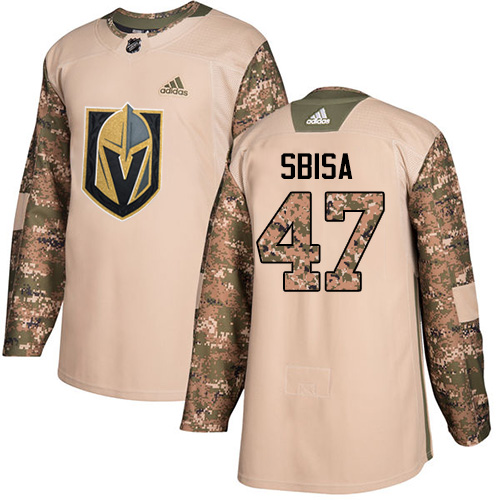 Adidas Golden Vegas Golden Knights #47 Luca Sbisa Camo Authentic 2017 Veterans Day Stitched Jersey Men's