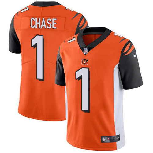 Bengals #1 Ja'Marr Chase Orange Alternate Men's Stitched Vapor Untouchable Limited Jersey