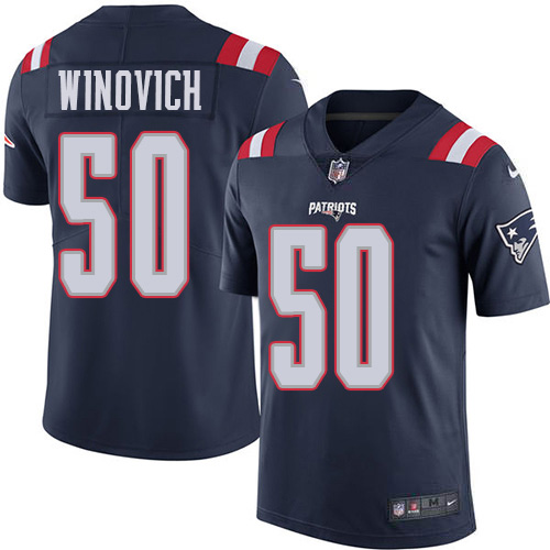 New England Patriots #50 Chase Winovich Navy Blue Youth Stitched Limited Rush Jersey Youth