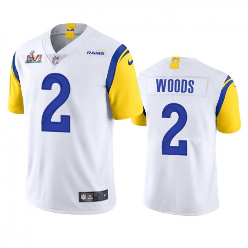 Los Angeles Los Angeles Rams #2 Robert Woods Men's Super Bowl LVI Patch Alternate Vapor Limited Jersey - White Men's