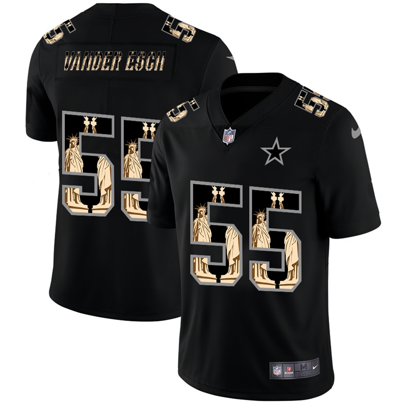Dallas Cowboys #55 Leighton Vander Esch Carbon Black Vapor Statue Of Liberty Limited Jersey