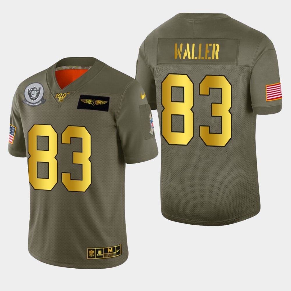 Raiders #83 Darren Waller Men's Olive Gold 2019 Salute To Service Limited 100 Jersey
