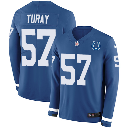 Indianapolis Colts #57 Kemoko Turay Royal Blue Team Color Men's Stitched Limited Therma Long Sleeve Jersey Men's