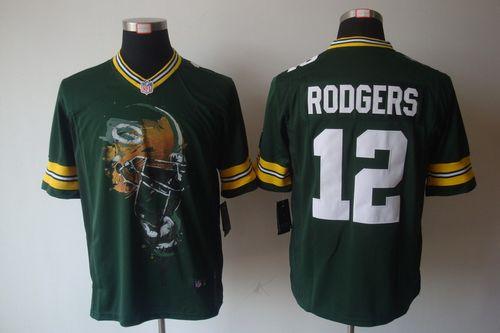 Packers #12 Aaron Rodgers Green Team Color Men's Stitched Helmet Tri-Blend Limited Jersey