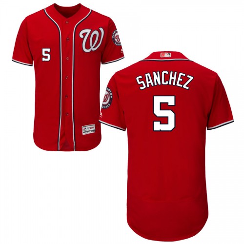 Washington Washington Nationals #5 Adrian Sanchez Alternate Flex Base Scarlet Stitched Jersey Men's