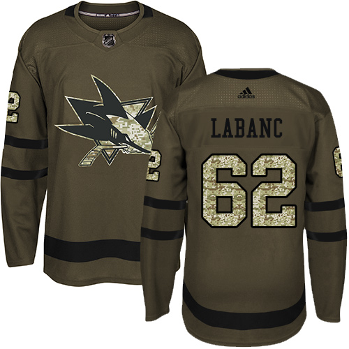 Adidas San Jose Sharks #62 Kevin Labanc Green Salute to Service Stitched Jersey Men's